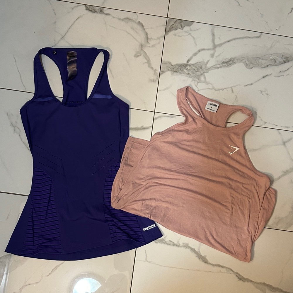 Gymshark Women's Purple and Pink Tank Tops